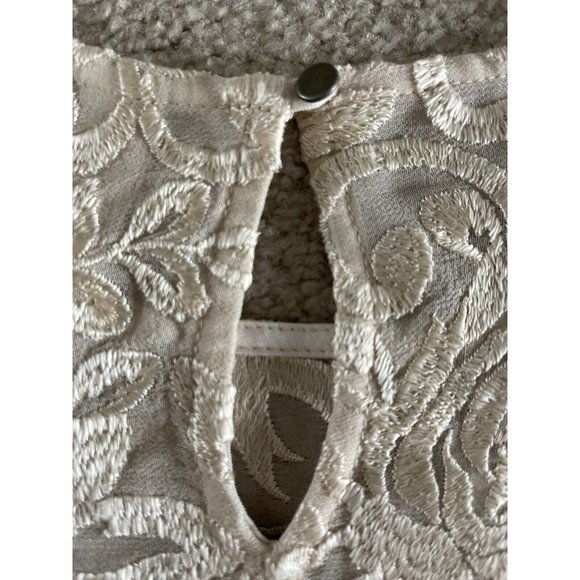 Anthropologie Meadow Rue Womens Embroidered Sleeve Blouse Gold 10 - Picture 9 of 11